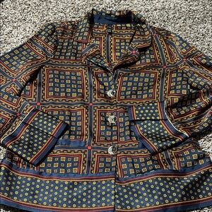 Zara Silk Geometric Patterned Button-Up Shirt